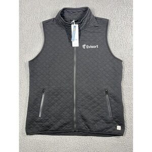 Marine Layer Vest Mens Medium Black Heather Corbet Full Zip Quilted Evisort Logo